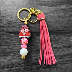 Silicone Love Gnomes Bead Keychain with Tassel